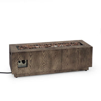 Outdoor Fire Pit Table, 48 Inch Iron Body with Wood Finish, Brown -BM335730