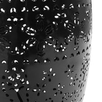 Sola Side Table, Solar Powered Light, 18 Inch Barrel Shaped Black Iron -BM335746