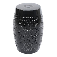 Sola Side Table, Solar Powered Light, 18 Inch Barrel Shaped Black Iron -BM335746