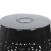 Sola Side Table, Solar Powered Light, 18 Inch Barrel Shaped Black Iron -BM335746