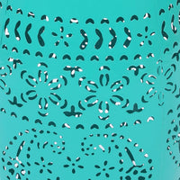 Sola Side Table, Solar Powered Light, 18 Inch Barrel Shaped Teal Iron -BM335747