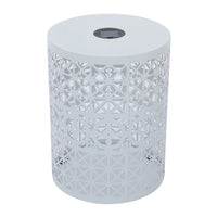 Kran Side Table, Solar Powered Light, Open Design 17 Inch White Iron -BM335749