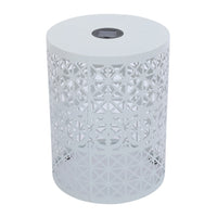 Kran Side Table, Solar Powered Light, Open Design 17 Inch White Iron -BM335749