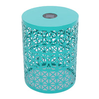 Kran Side Table, Solar Powered Light, Open Design 17 Inch Teal Iron -BM335750