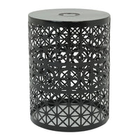 Kran Side Table, Solar Powered Light, Open Design 17 Inch Black Iron -BM335751