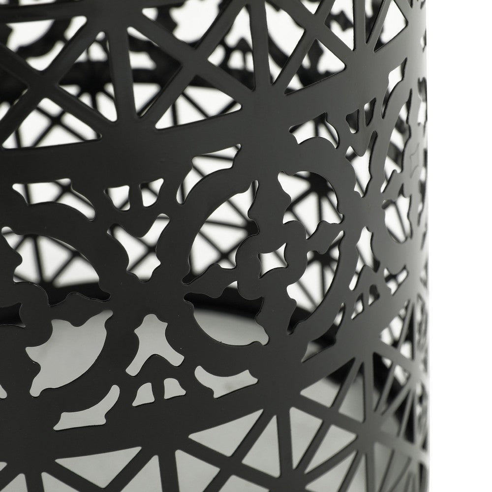 Kran Side Table, Solar Powered Light, Open Design 17 Inch Black Iron -BM335751