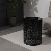 Kran Side Table, Solar Powered Light, Open Design 17 Inch Black Iron -BM335751