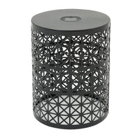 Kran Side Table, Solar Powered Light, Open Design 17 Inch Black Iron -BM335751