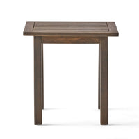 Bang Outdoor Accent Table, 19 Inch, Gray Acacia Wood Slatted Top -BM335753