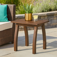 Bang Outdoor Accent Table, 19 Inch, Gray Acacia Wood Slatted Top -BM335753