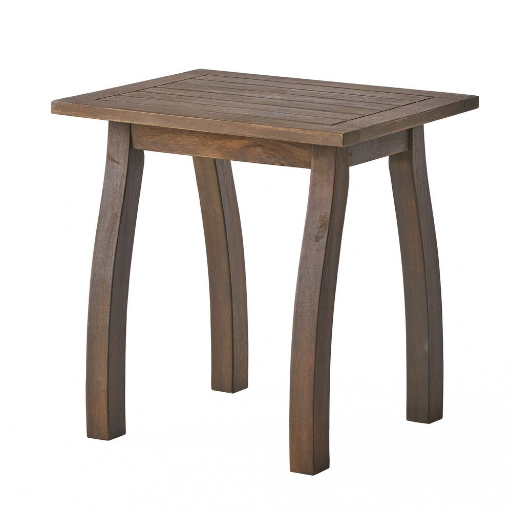 Bang Outdoor Accent Table, 19 Inch, Gray Acacia Wood Slatted Top -BM335753