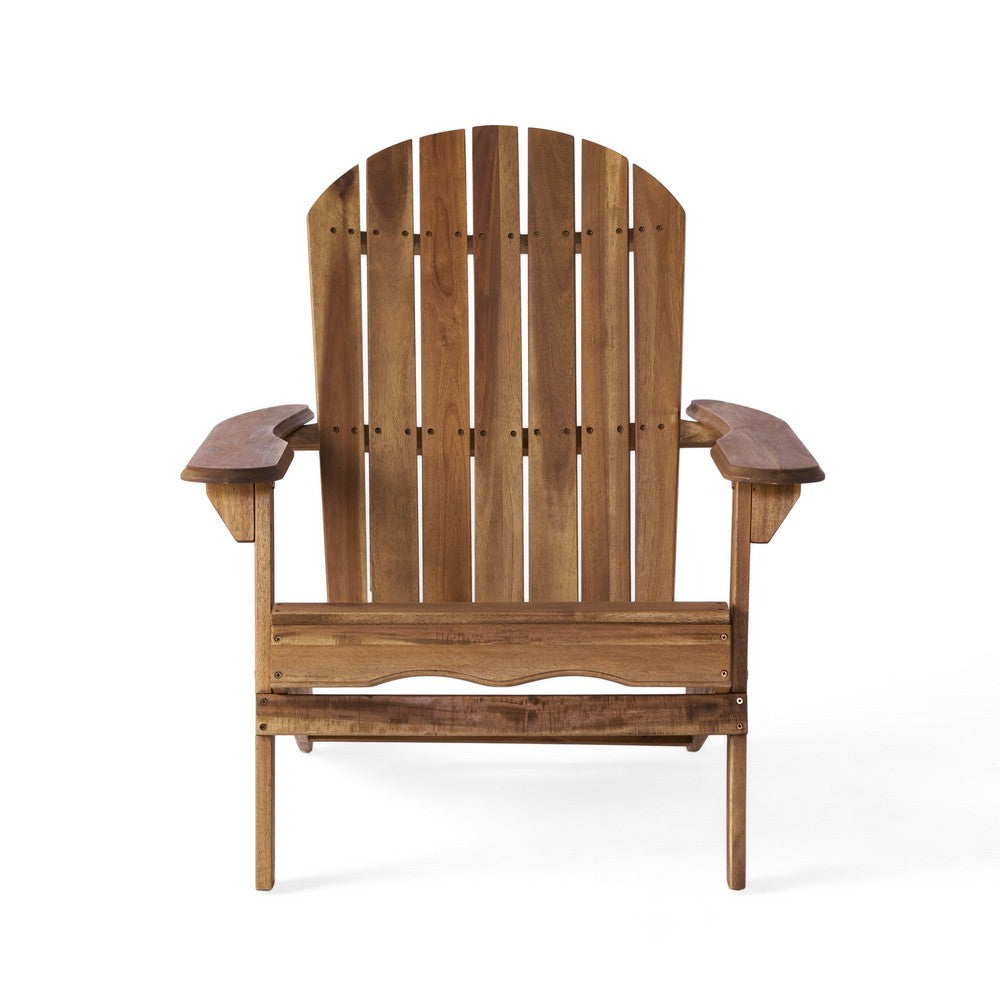 Libo Outdoor Adirondack Chair, Slatted Seat, Natural Brown Acacia Wood -BM335755