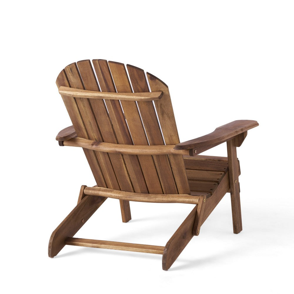 Libo Outdoor Adirondack Chair, Slatted Seat, Natural Brown Acacia Wood -BM335755