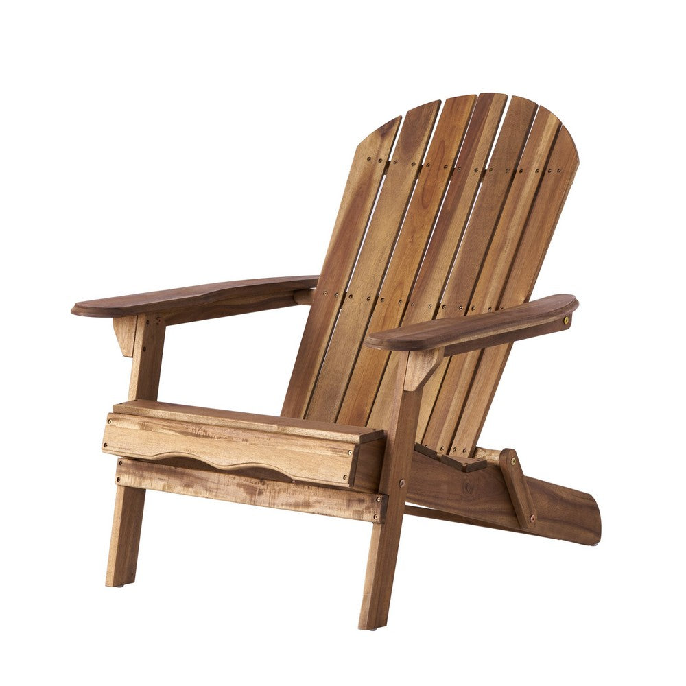 Libo Outdoor Adirondack Chair, Slatted Seat, Natural Brown Acacia Wood -BM335755
