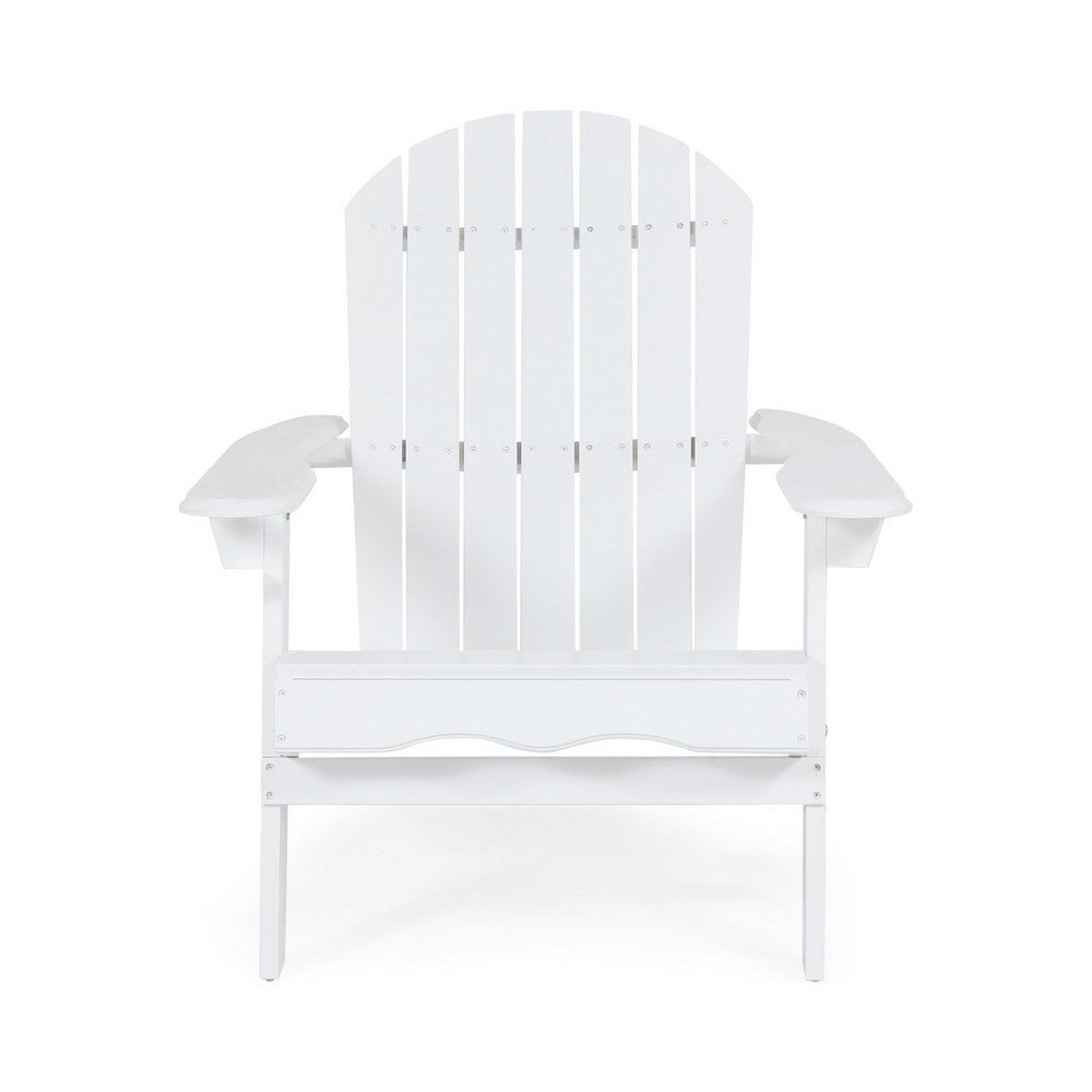 Libo Outdoor Adirondack Chair, Slatted Seat, Modern White Acacia Wood -BM335756