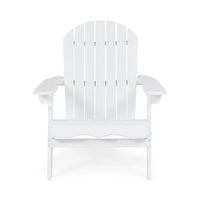 Libo Outdoor Adirondack Chair, Slatted Seat, Modern White Acacia Wood -BM335756