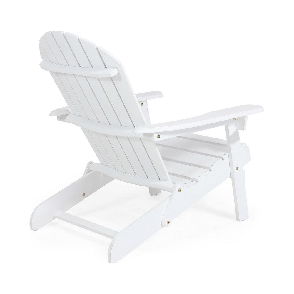 Libo Outdoor Adirondack Chair, Slatted Seat, Modern White Acacia Wood -BM335756