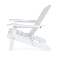 Libo Outdoor Adirondack Chair, Slatted Seat, Modern White Acacia Wood -BM335756