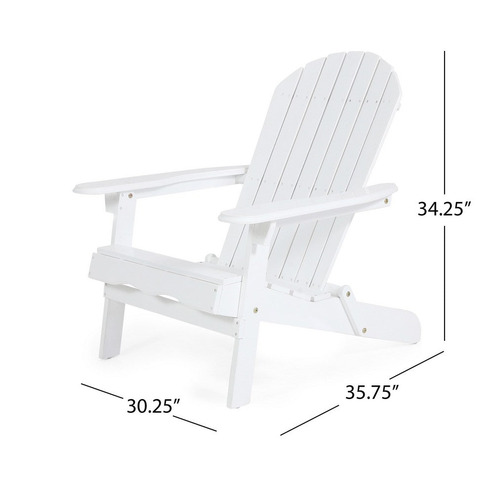 Libo Outdoor Adirondack Chair, Slatted Seat, Modern White Acacia Wood -BM335756