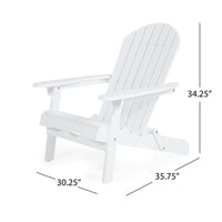 Libo Outdoor Adirondack Chair, Slatted Seat, Modern White Acacia Wood -BM335756