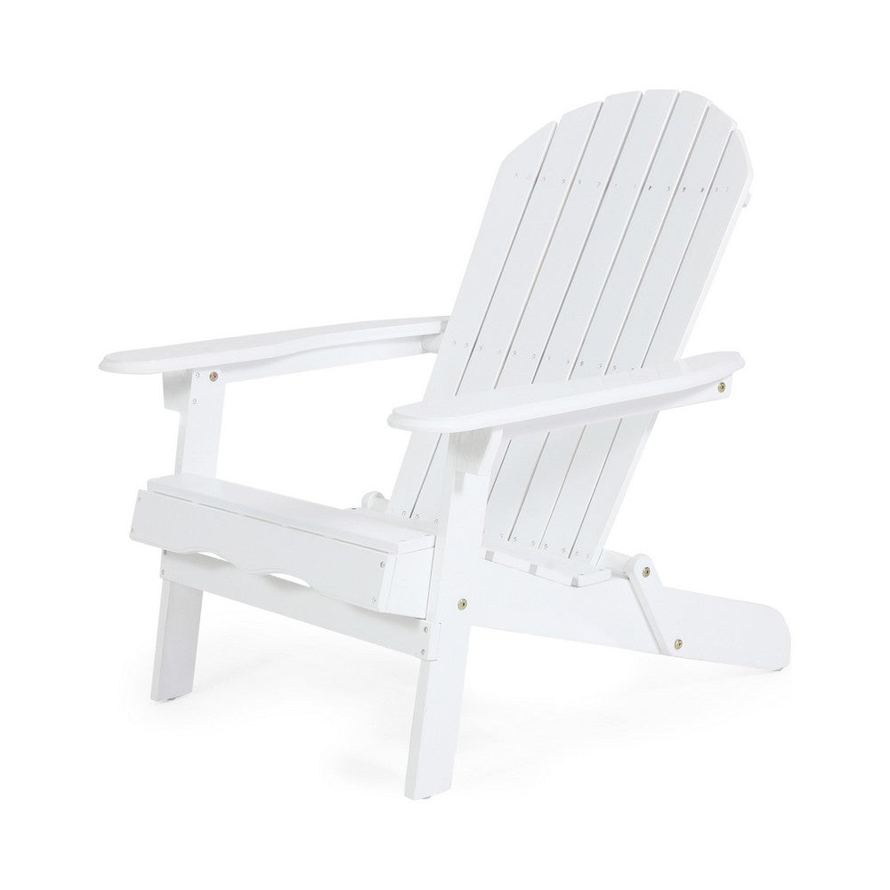 Libo Outdoor Adirondack Chair, Slatted Seat, Modern White Acacia Wood -BM335756