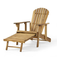 Libo Outdoor Reclining Adirondack Chair, Slatted Light Brown Wood -BM335757