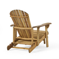 Libo Outdoor Reclining Adirondack Chair, Slatted Light Brown Wood -BM335757