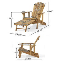 Libo Outdoor Reclining Adirondack Chair, Slatted Light Brown Wood -BM335757