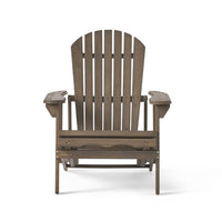 Libo Outdoor Recliner Adirondack Chair, Slatted Gray Acacia Wood -BM335758
