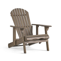 Libo Outdoor Recliner Adirondack Chair, Slatted Gray Acacia Wood -BM335758