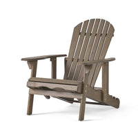 Libo Outdoor Recliner Adirondack Chair, Slatted Gray Acacia Wood -BM335758