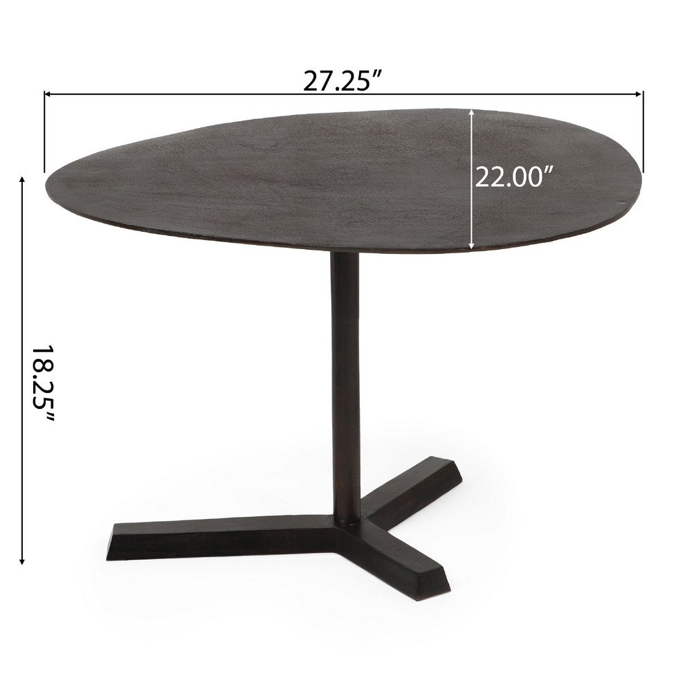Eli Side End Table, 27 Inch Elliptical Top, Aluminium Tripod Base -BM335770