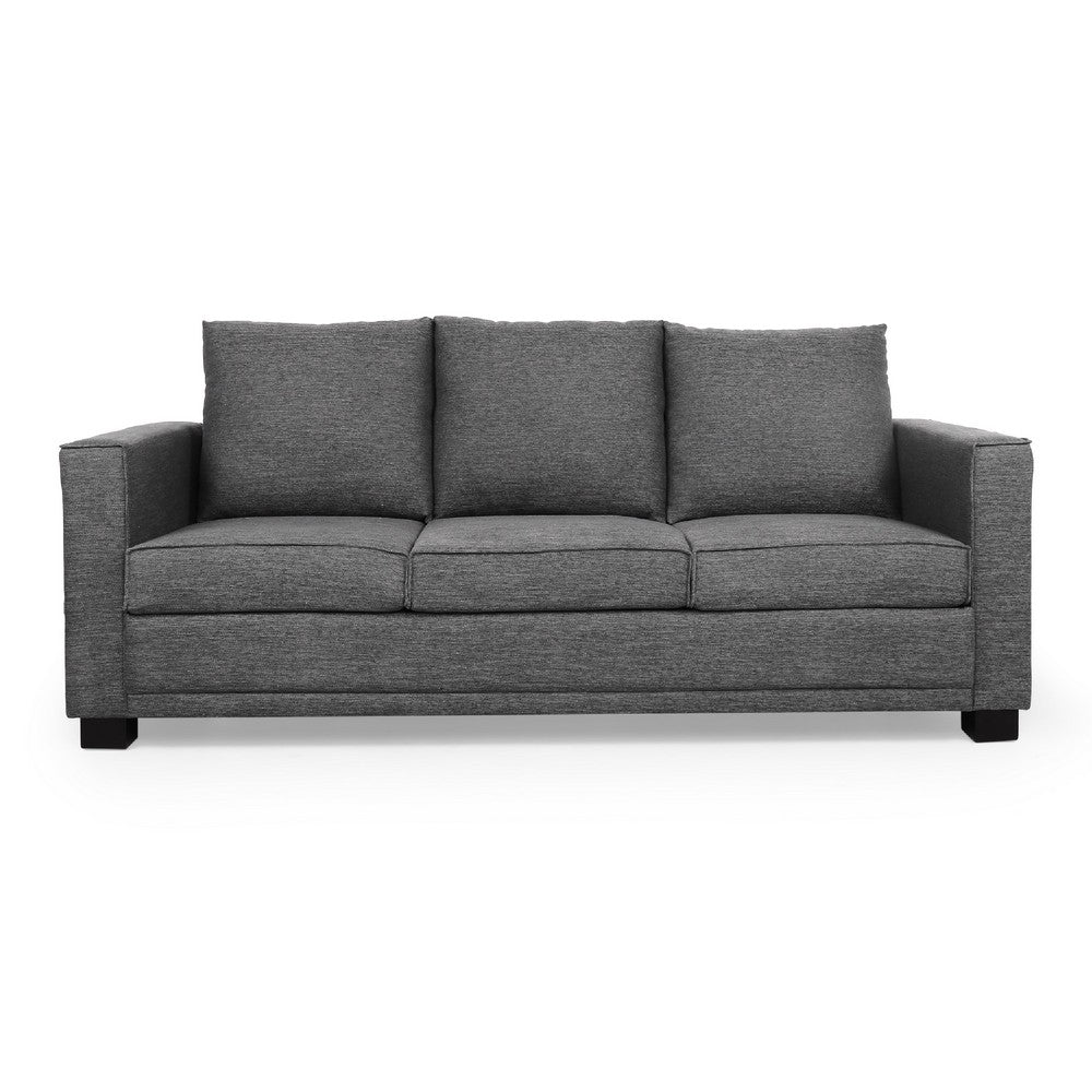 Jen 3 Seater Sofa, 80 Inch, Cushioned Charcoal Gray Pillow Back -BM335773