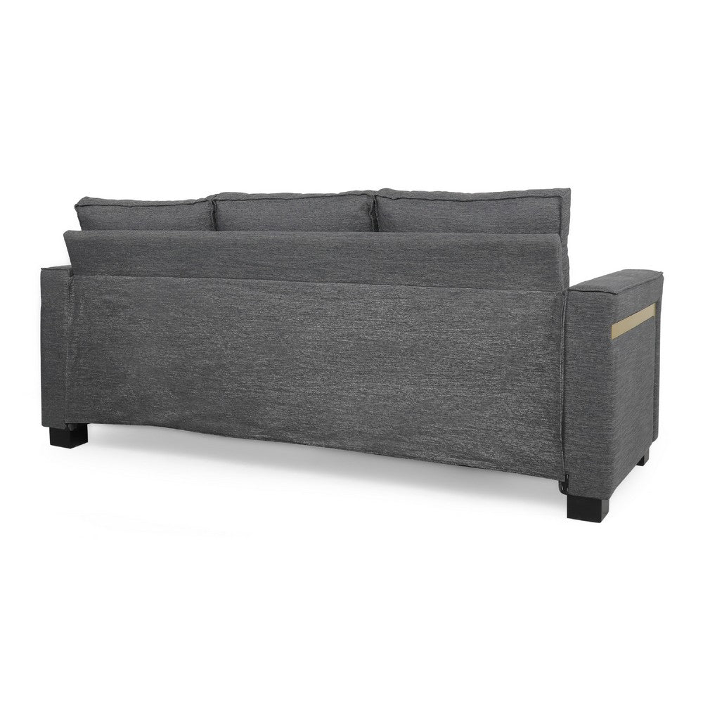 Jen 3 Seater Sofa, 80 Inch, Cushioned Charcoal Gray Pillow Back -BM335773