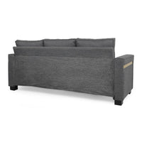 Jen 3 Seater Sofa, 80 Inch, Cushioned Charcoal Gray Pillow Back -BM335773