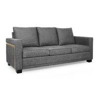 Jen 3 Seater Sofa, 80 Inch, Cushioned Charcoal Gray Pillow Back -BM335773