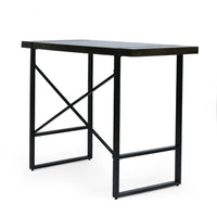 Ben Counter Height Desk, 48 Inch Dark Brown Wood Top, Iron Sled Legs -BM335778