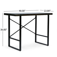 Ben Counter Height Desk, 48 Inch Dark Brown Wood Top, Iron Sled Legs -BM335778