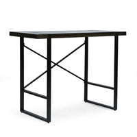 Ben Counter Height Desk, 48 Inch Dark Brown Wood Top, Iron Sled Legs -BM335778