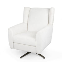 Ziny Swivel Armchair, Ivory Polyester Light Champagne Silver Iron Base -BM335780