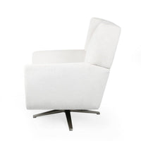 Ziny Swivel Armchair, Ivory Polyester Light Champagne Silver Iron Base -BM335780