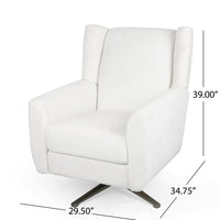 Ziny Swivel Armchair, Ivory Polyester Light Champagne Silver Iron Base -BM335780