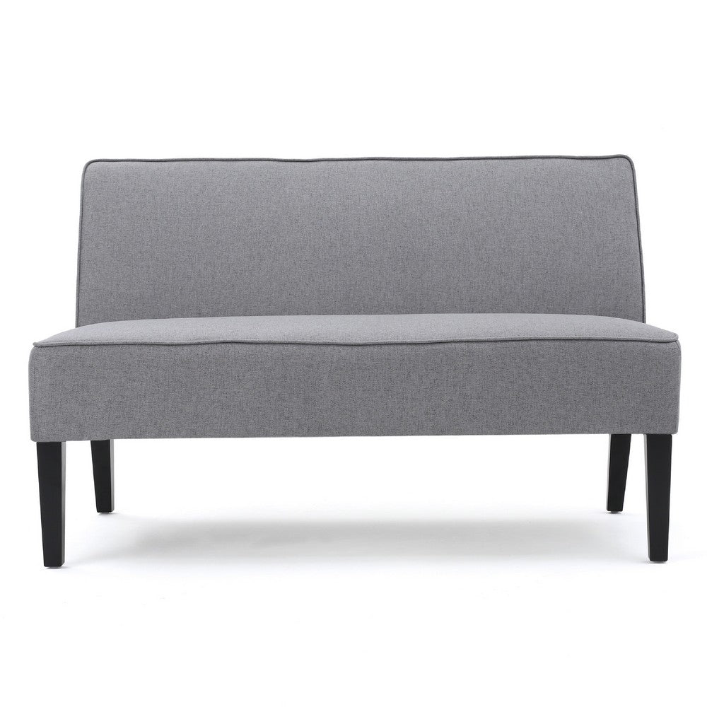Cimy Armless Loveseat, Birch Wood Black Legs, Gray Polyester, 50 Inch -BM335784