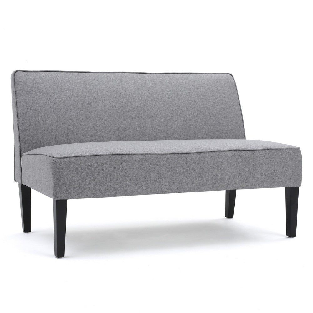 Cimy Armless Loveseat, Birch Wood Black Legs, Gray Polyester, 50 Inch -BM335784