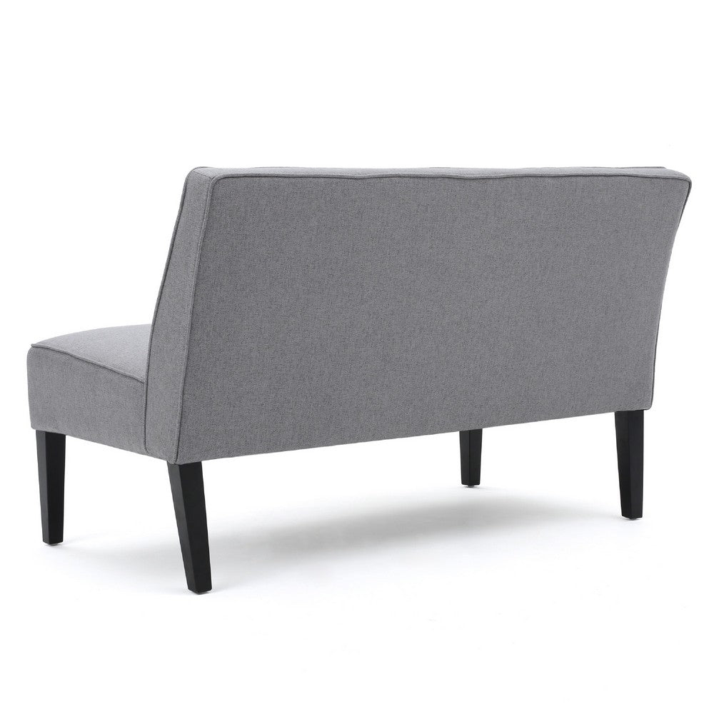 Cimy Armless Loveseat, Birch Wood Black Legs, Gray Polyester, 50 Inch -BM335784