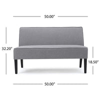 Cimy Armless Loveseat, Birch Wood Black Legs, Gray Polyester, 50 Inch -BM335784