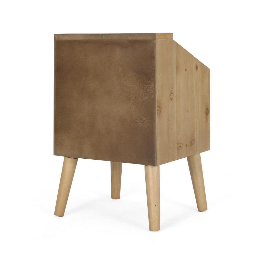 Zimy Side End Table with Built-in Cabinet Hutch, 16 Inch Brown White -BM335785