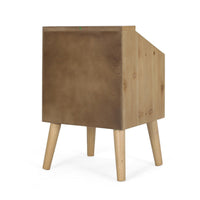 Zimy Side End Table with Built-in Cabinet Hutch, 16 Inch Brown White -BM335785