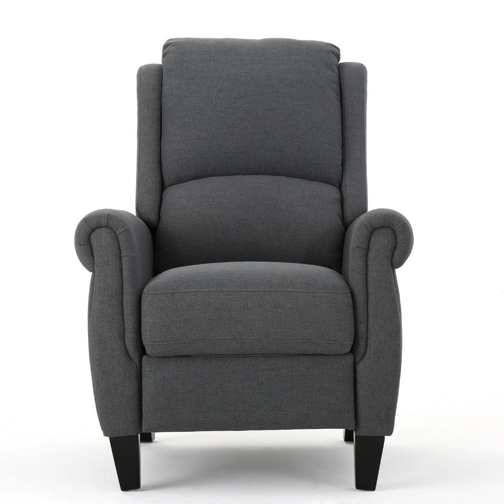 Beny Manual Recliner Chair, Charcoal Gray Polyester, Rolled Arms -BM335793