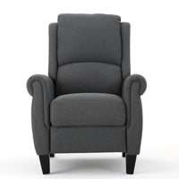 Beny Manual Recliner Chair, Charcoal Gray Polyester, Rolled Arms -BM335793